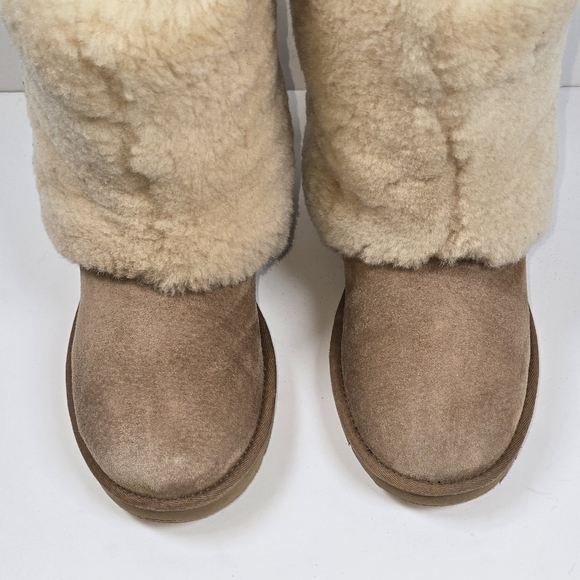 Ugg Maylin Cozy Shearling Winter Suede Cuff Boots Pull On Sz.7 Outdoor Luxury - Picture 4 of 12